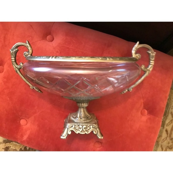 NW CLASSIC TOUCH DECOR BRASS/CRYSTAL FOOTED BOWL - Picture 4 of 7